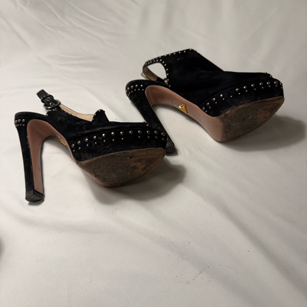 Prada Black Studded Platform Heels - Picture 7 of 7